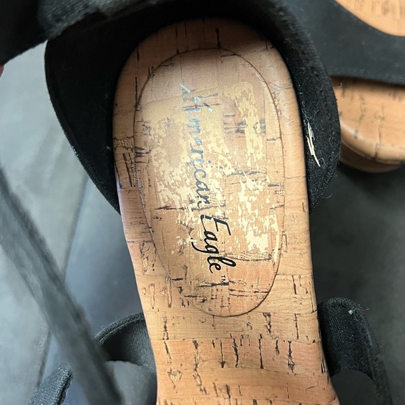 American Eagle Platform Cork High Heels Sandal with black straps - Picture 5 of 8